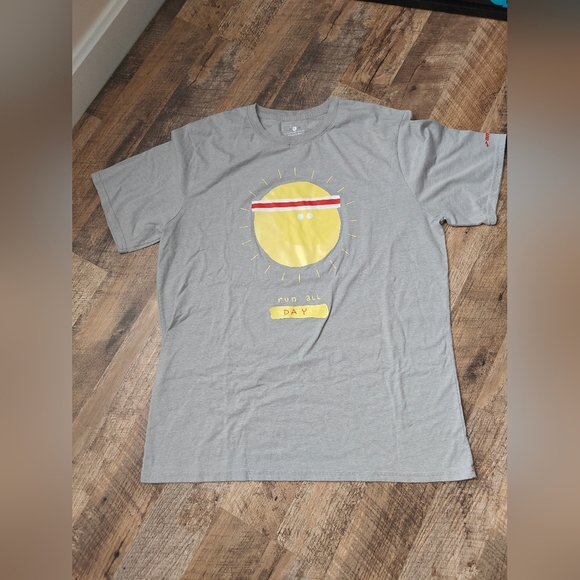 Brooks Men's "Run All Day" Gray Graphic Short Sleeve Shirt Size Large - Picture 1 of 4